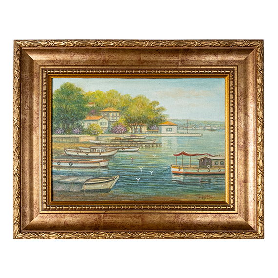 Tankut Bilge Akrilik Tablo Çubuklu Sahil